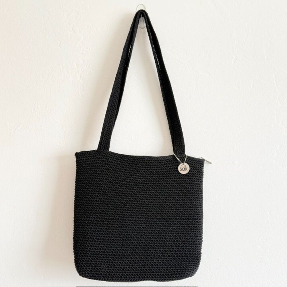 The Sak Crochet Shoulder Two Strap Bag in Black